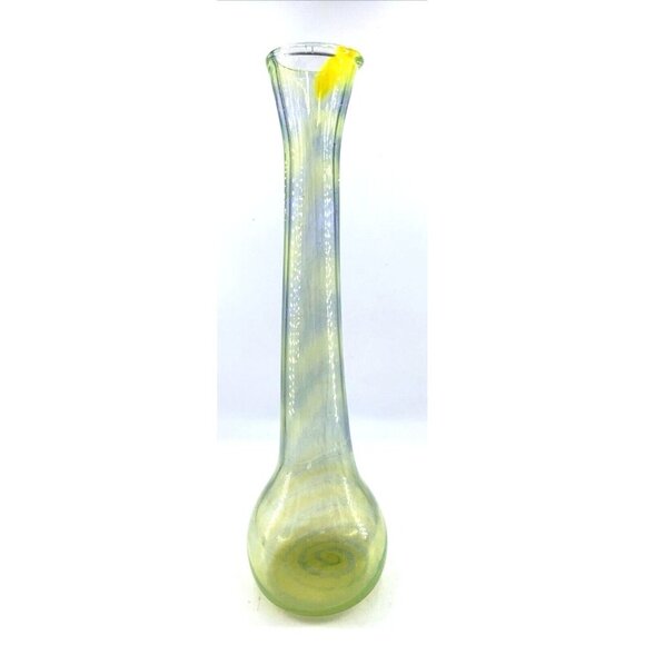 Cristalleria Europa Vase Yellow Signed 16" Studio Art Glass 2001 Vintage - Picture 1 of 7